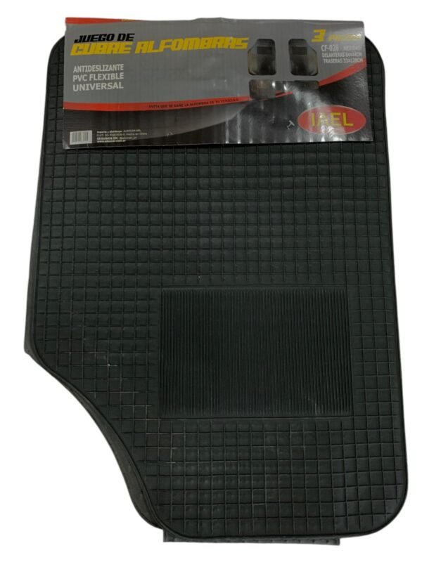 juego cubre alfombra goma 3 piezas, pvc, 64x44cm trasera enteriza 33x128cm