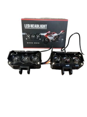 kit faro led premium triple lupa luz blanca + Ámbar 12 24v