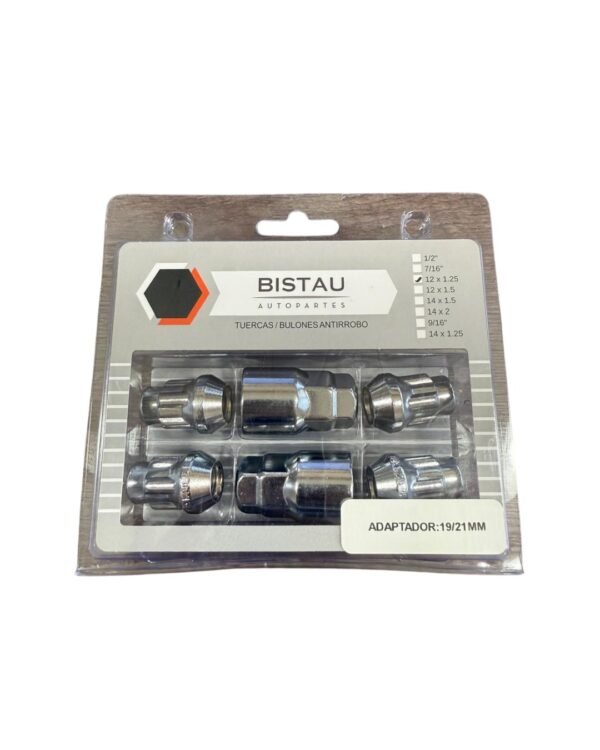 TUERCAS BULONES ANTIRROBO REFORZADAS 12MM X 1,25 ADAPTADOR 19/21MM
