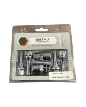 TUERCAS BULONES ANTIRROBO REFORZADAS 12MM X 1,25 LARGO: 22MM ADAPTADOR 17/19MM